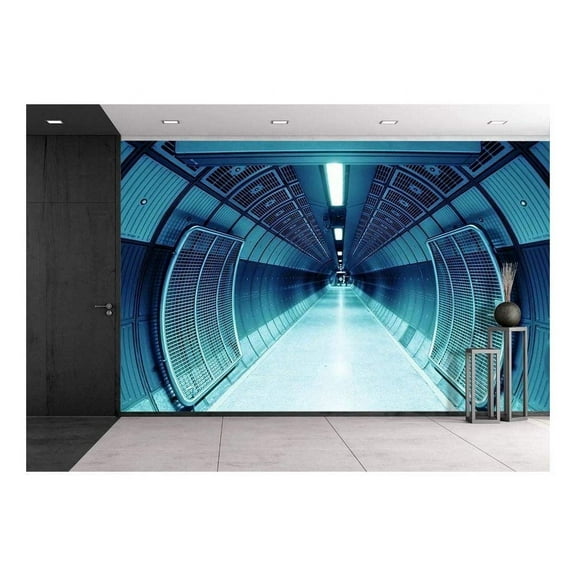 wall26 - Cylindric Tunnel for Pedestrians, Blue Toned. - Removable Wall Mural | Self-Adhesive Large Wallpaper - 100x144 inches