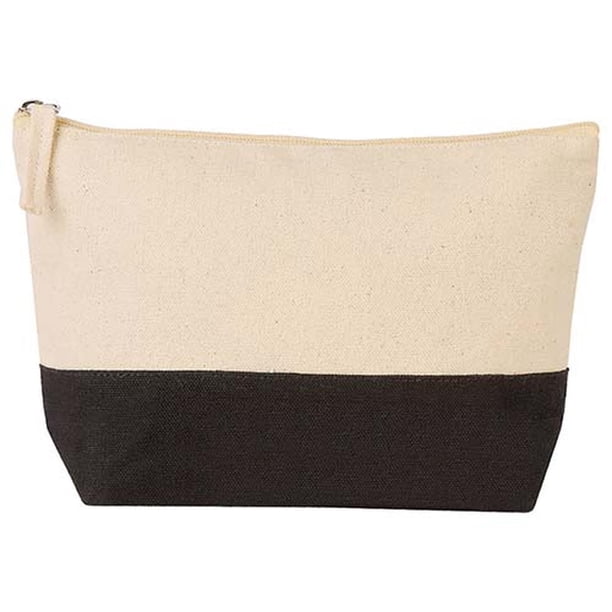 Paquete 250 piezas Cosmetiquera personalizada de algodón con franja decorativa negro 25 x 16.5