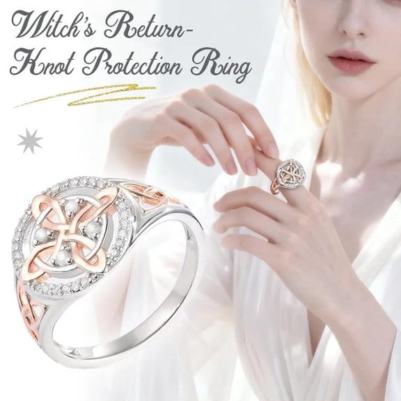 LANpengDZ Handmade Witch’s Knot Ring Bicolor Knot Ring With Cubic Zirconia Your Loved Ones Silver Jewelry For Women Ring *1 High-end ring A 6 accessories Rings