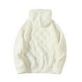 thumbnail image 7 of Zylanna Men's Sherpa Hoodie Sweatshirts, Baggy Checkered Pattern Soft Fleece Winter Casual Fuzzy Pullover White Size 2XL, 7 of 7