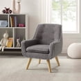 thumbnail image 2 of Linon Keely Wood Sherpa Upholstered Trellis Chair in Slate Gray, 2 of 9