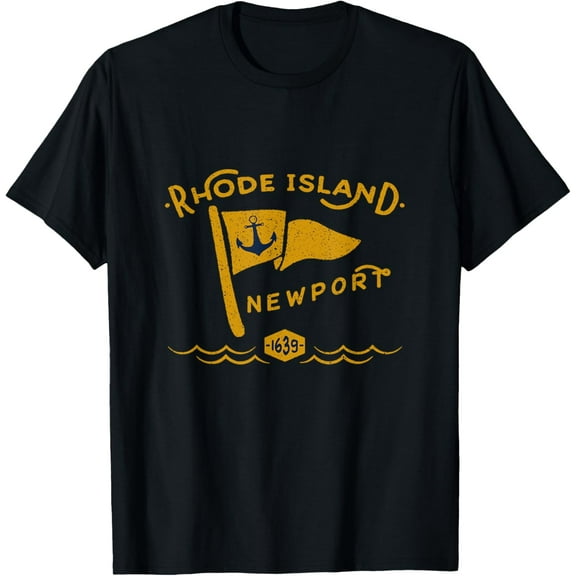 Vintage Nautical Anchor Flag Rhode Island Newport Souvenir T-Shirt