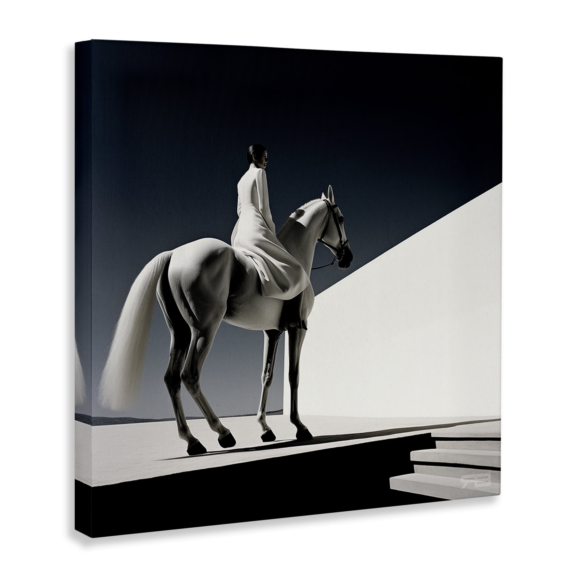 Stupell Industries Contemporary Scene with Horse People Painting Wrapped Canvas Art Print Wall Art, 36 x 36