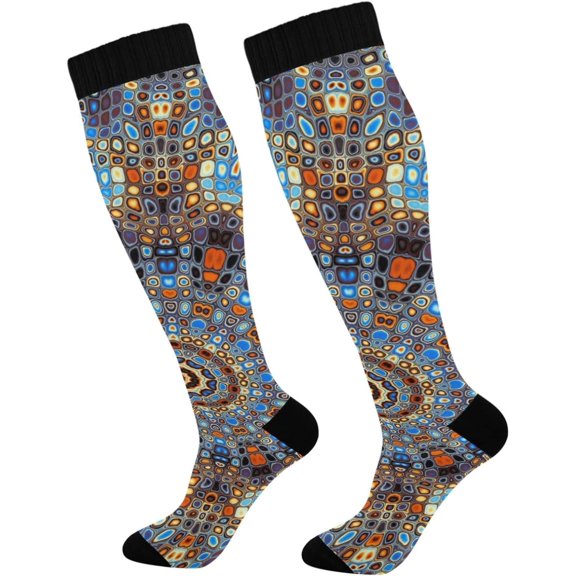 GZHJMY Mandala Compression Socks, Women Men Long Stocking (20-30mmHg), Travel Knee High Stockings for Athletic Sports,Running,Cycling,Nursing