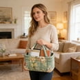 thumbnail image 5 of Floral Quilted Storage Basket with Handles Decorative Fabric Organizer for Home Office Bedroom Books Magazines 8.7x4.7x4.7 Inch, 5 of 5