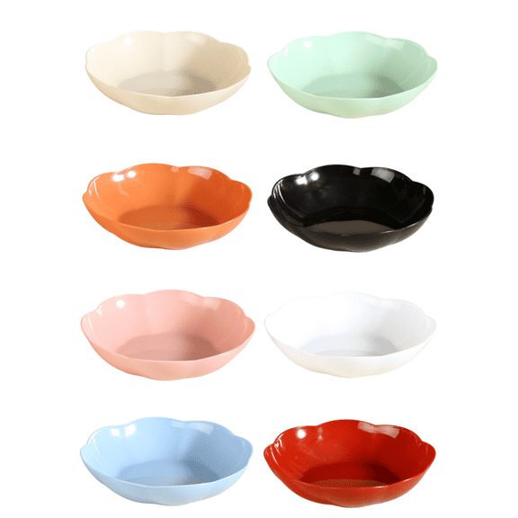Set of 8 Colors New Flower - Shaped Household Desktop Food - Grade PP Snack and Fruit Plates, Bone - Trays