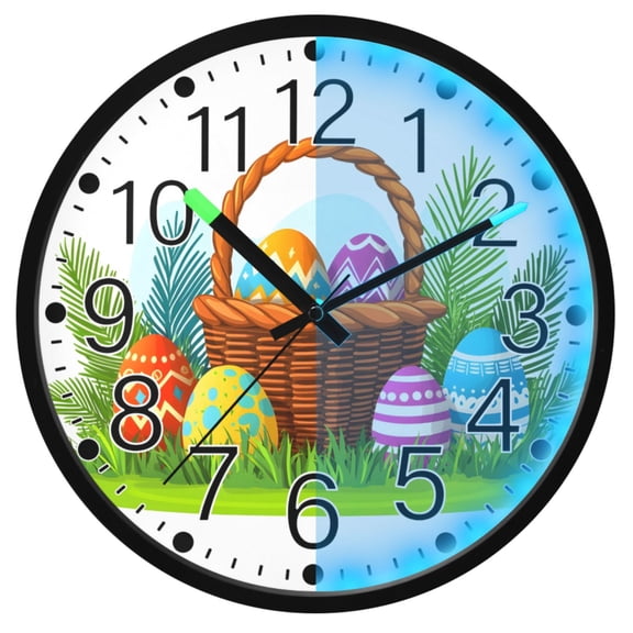 Ryvnso Summer Eggs 12 Inch Night Light Wall Clock Silent Battery Operated Luminous Clocks