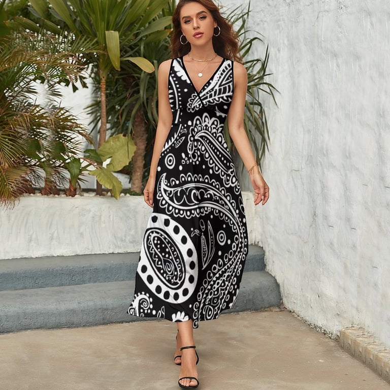 Black And White Paisley Pattern Design Repeat Pattern Design Sleeveless Dress Summer Clothes for Women Women's Clothing 2025 - Walmart.com Black And White Paisley Pattern Design Repeat Pattern Design Sleeveless Dress Summer Clothes for Women Women's Clothing 2025 - Walmart.com