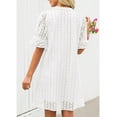 thumbnail image 5 of UoCefik Women's 2025 Summer Short Sleeve Mini Dress V Neck Ruffle Hollow Out Eyelet Lace Dresses White L, 5 of 6