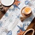thumbnail image 3 of Jellyfish Coastal Table Runner 108 Inches, Summer Beach Coral Starfish Grey Wooden Bed Runner Dresser Scarves Tabletop for Indoor Outdoor Parties/Ceremony/Banquet, 13"x 108", 3 of 9
