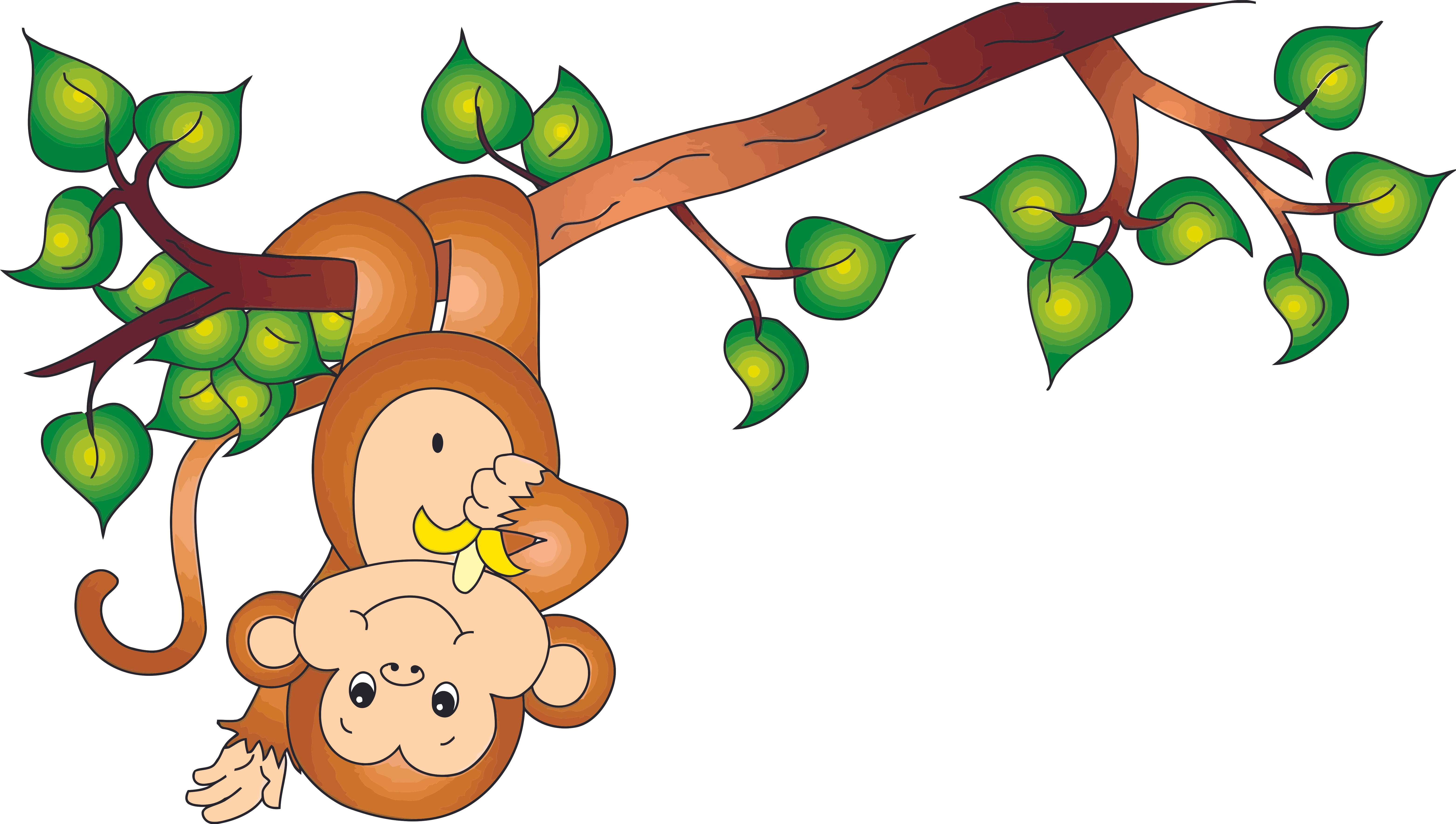 Monkey Monkeys Hanging Upside Down On Tree Branch Cartoon Cartoons