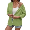 thumbnail image 4 of Fantaslook Womens 3/4 Sleeve Button Down Shirts V Neck Roll Up Sleeve Tops Cotton Linen Casual Summer Blouses Shirts, 4 of 10