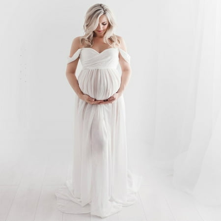 

Maternity Photography Dresses Elegant Off Shoulder Chiffon Maxi Gowns Dresses for Pregnant Women Photoshoot