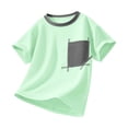 thumbnail image 4 of Rvasteizo Summer Tops for Teens Print Contrast Crew Neck Short Sleeve Breathable Thin Breathable Sport Knit Tee for Boys Girls 3 to 15 Years Casual Wear, 4 of 4