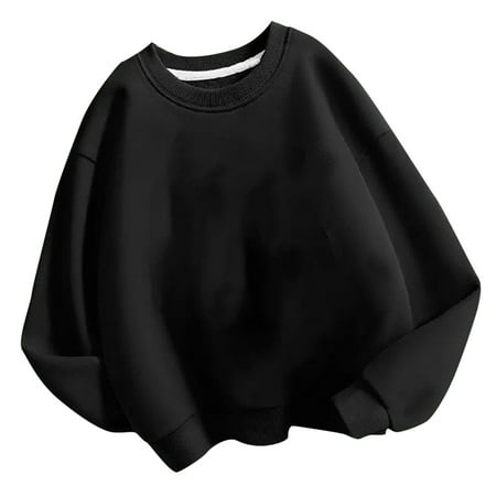 

NaWent Girls Casual Long Sleeve Sweatshirt Crew Neck Cute Pullover Relaxed Fit Tops Black 9 Years