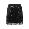 thumbnail image 2 of Women Belly Dance Hip Skirt Tassel Scarf Sequin Wrap Rave Costume ，Black, 2 of 9