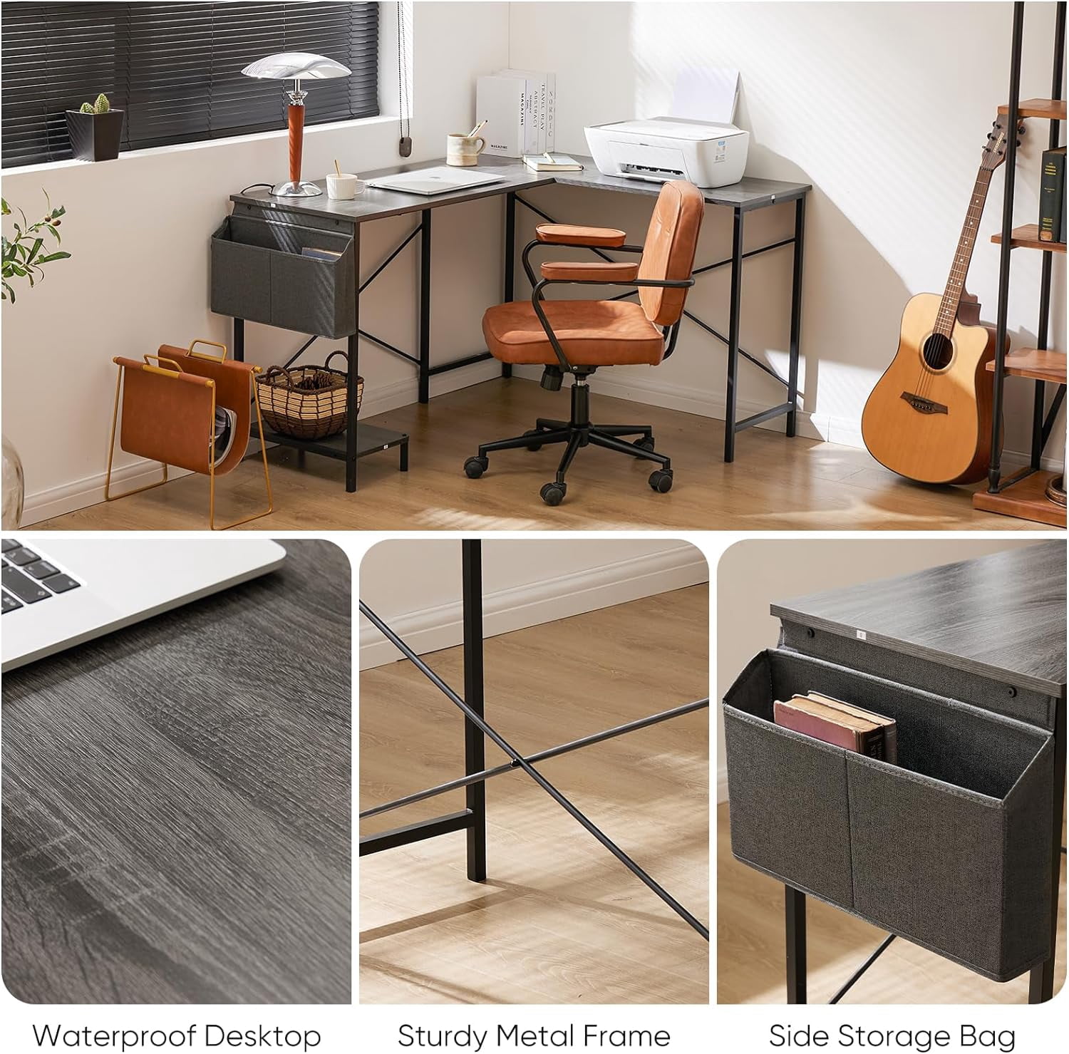 50' L shaped Gaming Desk,  Computer Desk with Monitor Stand, Game Room,  Ergonomic Studio Desk, Office desk