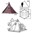 thumbnail image 4 of UNISTRENGH 4 Season Brown Waterproof Oxford Teepee Tent with Stove Jack Camp Pyramid Tent with Half Mesh, 4 of 7