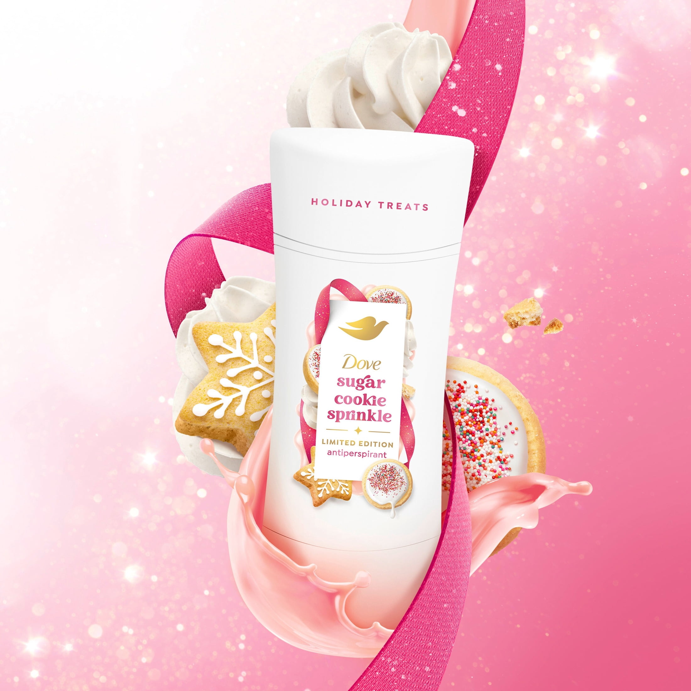Dove Limited Edition Holiday Treats Antiperspirant Deodorant Sugar Cookie Sprinkle 72-Hour Sweat & Odor Protection ,2.6 oz