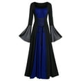 thumbnail image 2 of Womens Maxi Dresses Gothic Vintage Plus-Size Formal Dress Halloween Flared Long Sleeve Evening Party Dark Long Dresses, 2 of 7