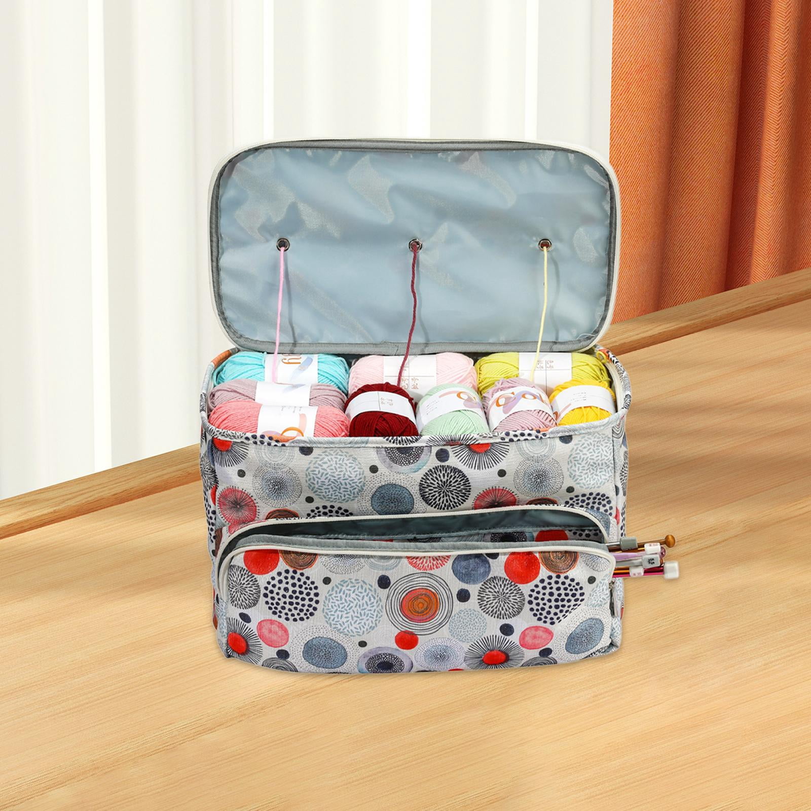 perfeclan Yarn Storage Knitting Bag Crochet Yarn Dispenser Sewing Tote Multifunctional Yarn Accessories Knitting Tote for Crochet Hooks Dots