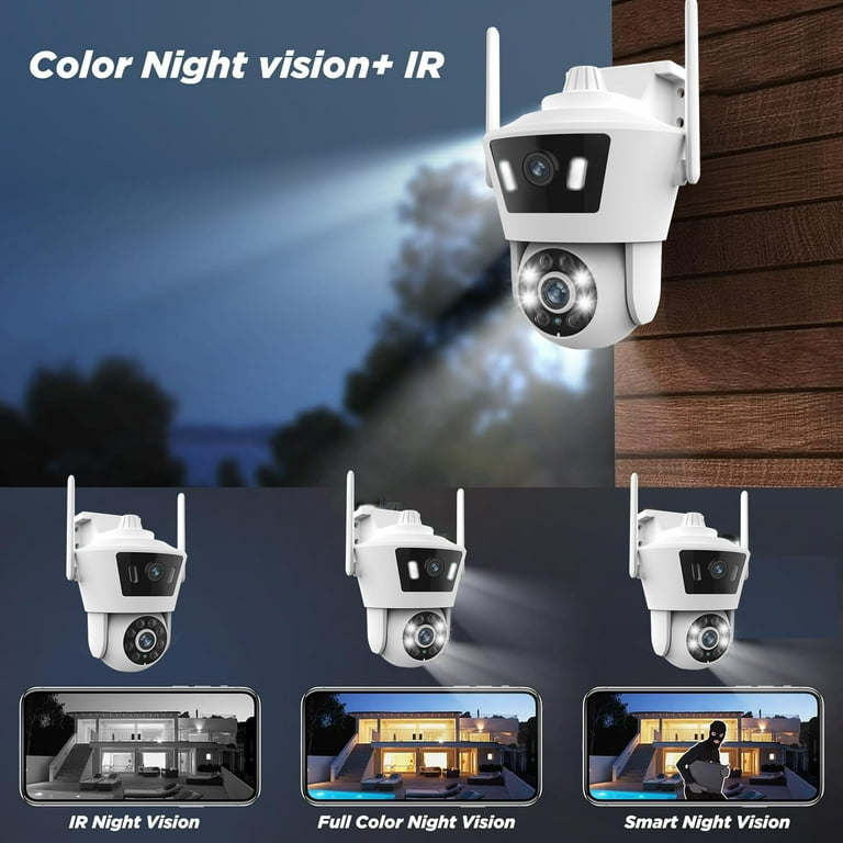ANRAN Dual Lens Outdoor Security Camera, 6MP WiFi PTZ, Auto