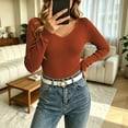 thumbnail image 4 of DORKASM Womens Sweaters Long Sleeve Stretch Business Pullover V Neck Ribbed Knit Lightweight Comfort Tops Fall Winter Fashion Slim Fit Shirt Vermilion XL, 4 of 7