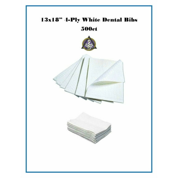 13x18" Dental Bibs 500CT Medline White 4-Layer Disposable Dental Bibs CHEAP!