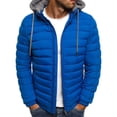 thumbnail image 1 of ITFABS Men Winter Down Jacket, Solid Color Hooded Long Sleeve Zip-Up Outer, 1 of 4