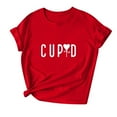 thumbnail image 2 of KIHOUT Hauts de Mode pour Femmes Saint-Valentin T-shirt à Manches Courtes Imprimé Amour Couleur Unie Haut à Manches Courtes Col Rond, Taille p-3TG, 2 of 7