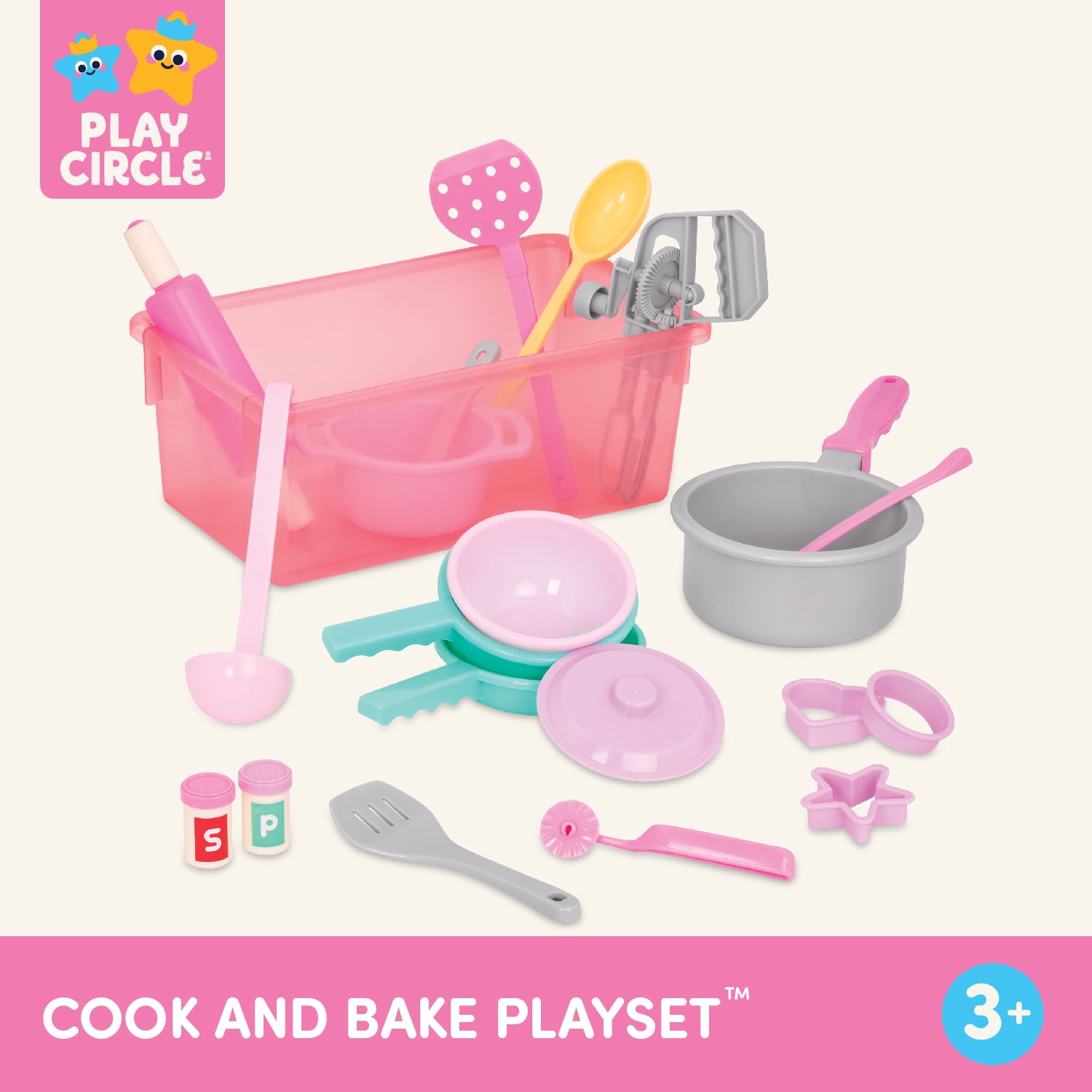 Battat Dinner for Eight Cookware Cooking Plastic Playset with 21 pcs, Toddler and Preschool Toys