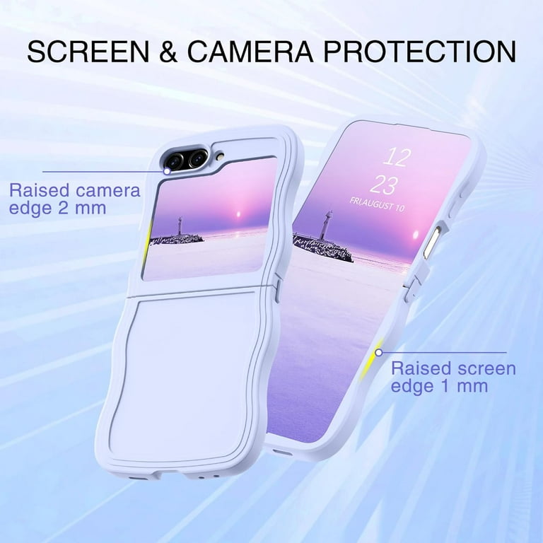 XIZYO for Samsung Galaxy Z Flip 5 Case, Cute Samsung Z Flip 5 Case Wavy  Aesthetic Curly Wave Frame Case for Women Men Slim Soft TPU Shockproof