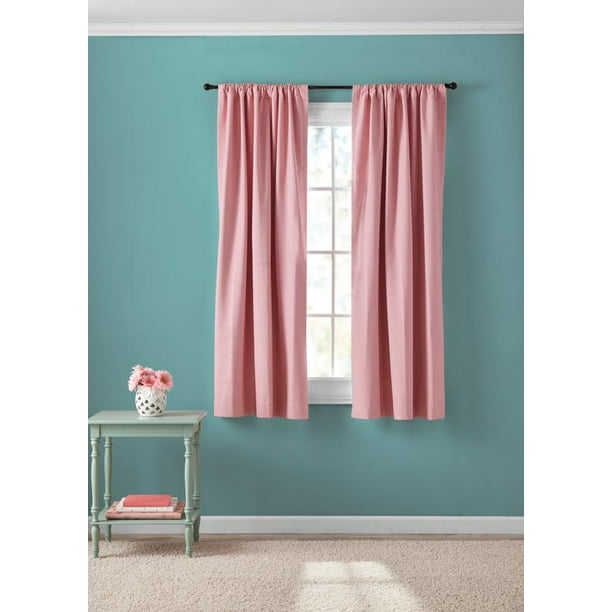 Your Zone Chambray Blackout Window Curtains, Set Of 2, 38" X 63", Pink