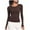 Coffee, variant on aidice Workout Tops for Women Athletic Round Neck Long Sleeve Slim Fitting Breathable Stretch Yoga Tops