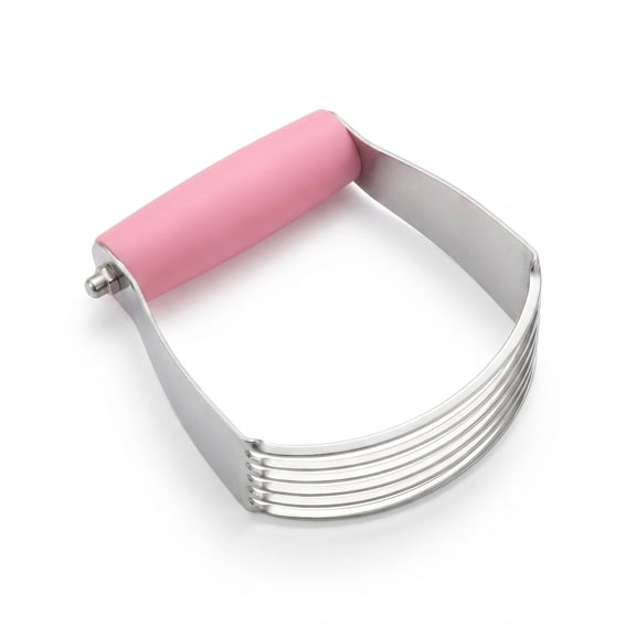 Pink Pastry Blender for Baking – Stainless Steel Dough Cutter with Soft Grip Handle – Non-Slip Butter Cutter Tool for Pie Crusts, Biscuits, Scones – Compact & Dishwasher Safe