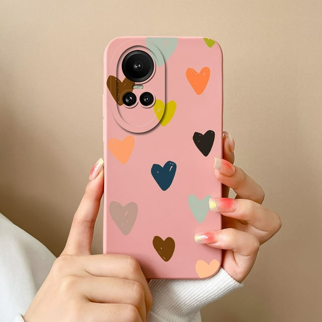 Cases For Oppo Reno 10 Pro 5G Heart Butterfly Full Protection Soft Liquid Silicone Black Phone Cover For Oppo Reno10Pro Funda TYP253 OPPO Reno 10 Pro