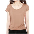 thumbnail image 2 of Lixiuxyad Round Neck Short Sleeved Slim Fit Versatile Base Shirt For Women's Casual T Shirt Summer Tee Shirts,Yellow L, 2 of 5