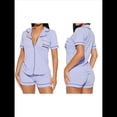 thumbnail image 2 of Conjuntos de Pijama para Mujer, Conjuntos Casuales, Pijamas con Botones, Pantalones Cortos y Mangas , Conjuntos de Pijama para Mujer Púrpura XL, 2 of 8