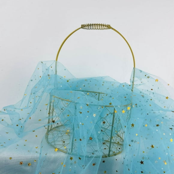 EIGTHTAIL 1 Roll Star Pattern Tulle Roll Glitter Trimming Net Yarn Gift Bouquet Sheer Ribbon for Flower Shop