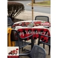thumbnail image 4 of Outdoor Tablecloth with Umbrella Hole and Zipper, Valentine's Day Square Table Cloth 54x54 Inch Waterproof Tablecloth, Red Roses Truck Black Red Plaid Rustic Picnic Table Cover for Patio Camping, 4 of 7