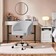 thumbnail image 6 of OWNEN Velvet Swivel Vanity Chair with Back Upholstered Home Office Desk Armchair with Wheels Small Desk Chair for Bedroom Light Gray,Velvet, 6 of 9