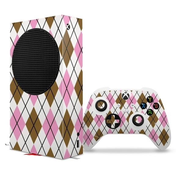 WraptorSkinz Skin Wrap compatible with the 2020 XBOX Series S Console and Controller Argyle Pink and Brown (XBOX NOT INCLUDED)