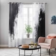 thumbnail image 5 of Black Gray White Kitchen Curtains 84 Inch Length, Minimalism Abstract Ombre Aesthetic Grommet Top Bedroom Living Room Curtains, Light Filtering Cafe Curtain Drapes 2 Panels Set 84''x84'', 5 of 9
