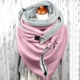 thumbnail image 2 of Women Color Feather Print Cotton Winter Warm Button Up Scarf, 2 of 3