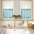 thumbnail image 4 of European Floral Kitchen Curtains and Valances Set, Rod Pocket Curtains Tier Farmhouse Window Curtains 36 Inch Length, Boho Blue Formal Traditional Tribal 3 Piece Kitchen Curtains Set, 4 of 6