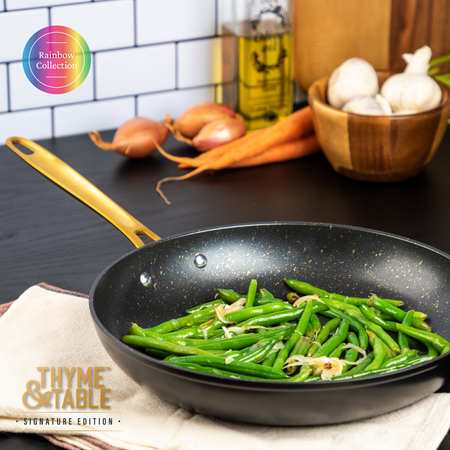 Thyme & Table Non-Stick 12" Signature Fry Pan, Black & Gold