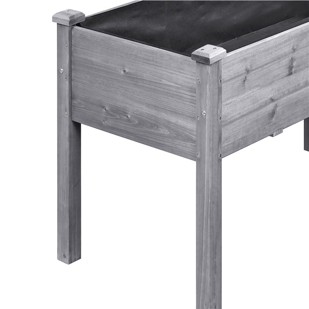 Yaheetech Rectangle Fir Wood Raised Garden Bed Planters,Gray