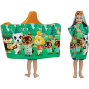 Franco Kids Bath and Beach Soft Cotton Terry Hooded Towel Wrap, 24 in x 50 in, Animal Crossing