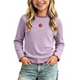 thumbnail image 3 of WAVSUF Girls T-Shirts Skinny Fit Round Neck Long Sleeve Fall Casual Cotton Tee Purple 5, 3 of 7