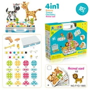 Puzzle Creative Electric Drill Puzzle Stem Toys- 257 Pieces, 4in1 Puzzle Block for Boys & Girls (Animal)